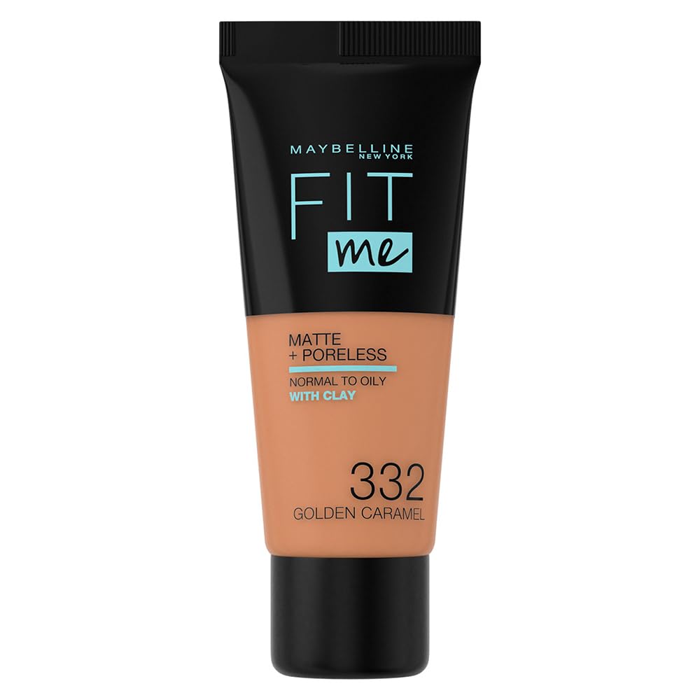 Maybelline Fit Me Matte + Poreless Liquid Oil-Free Foundation Makeup, Toffee, 1 Count (Packaging May Vary)