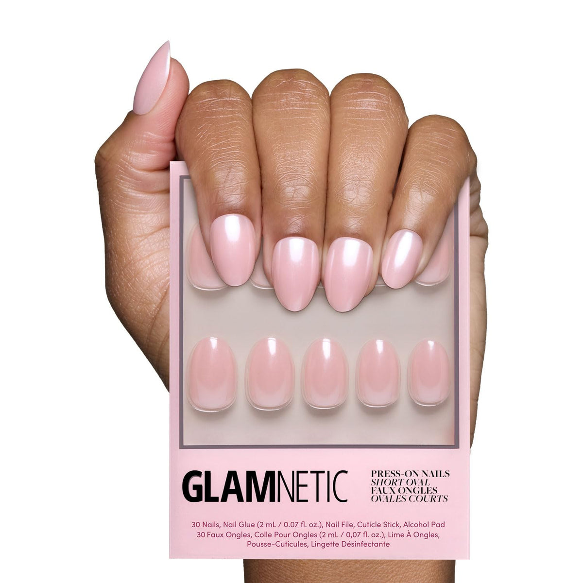 Glamnetic Press On Nails, Short Almond Glossy, Fake Nails 30pc Nail Kit