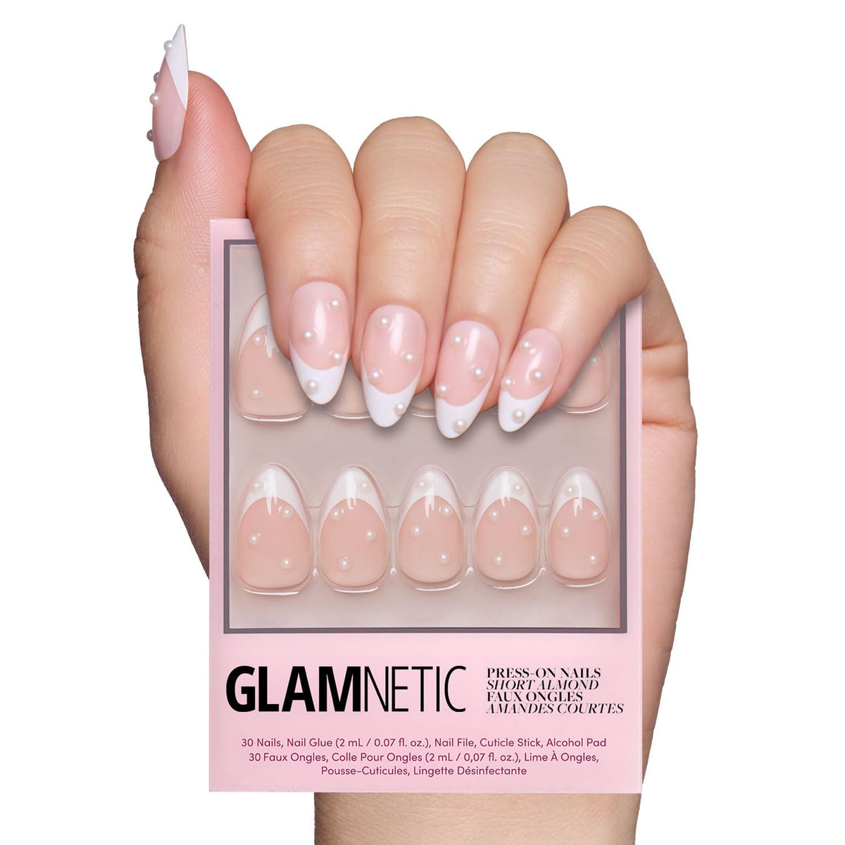 Glamnetic Press On Nails, Short Almond Glossy, Fake Nails 30pc Nail Kit