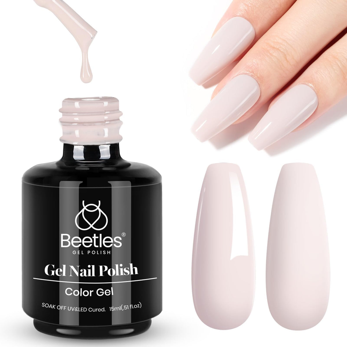 Beetles White Gel Nail Polish, 1pc 15ml White Gel Polish