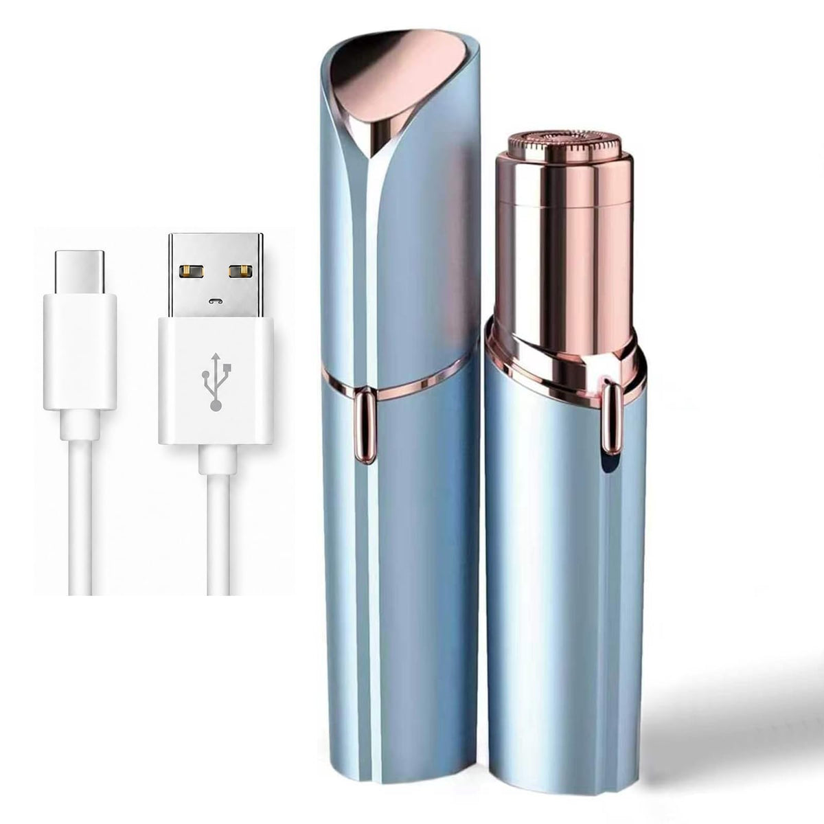 Facial Hair Remover for Women - as Seen on TV Painless Face Shaver - Electric Hair Removal Device for Face Lips Peach Fuzz with Light (Rose Gold)