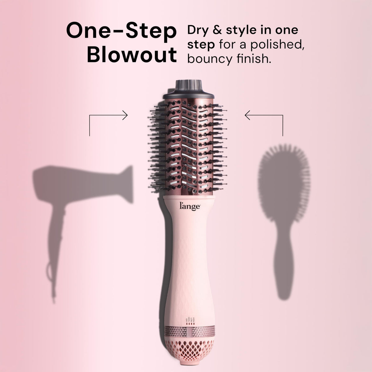 L'ANGE HAIR Le Volume 2-in-1 Titanium Blow Dryer Brush | Frizz Control Blowout Hair Dryer Brush for Drying and Styling | Volumizing Hot Air Styler for All Hairstyles | Oval Barrel | Black - 75mm