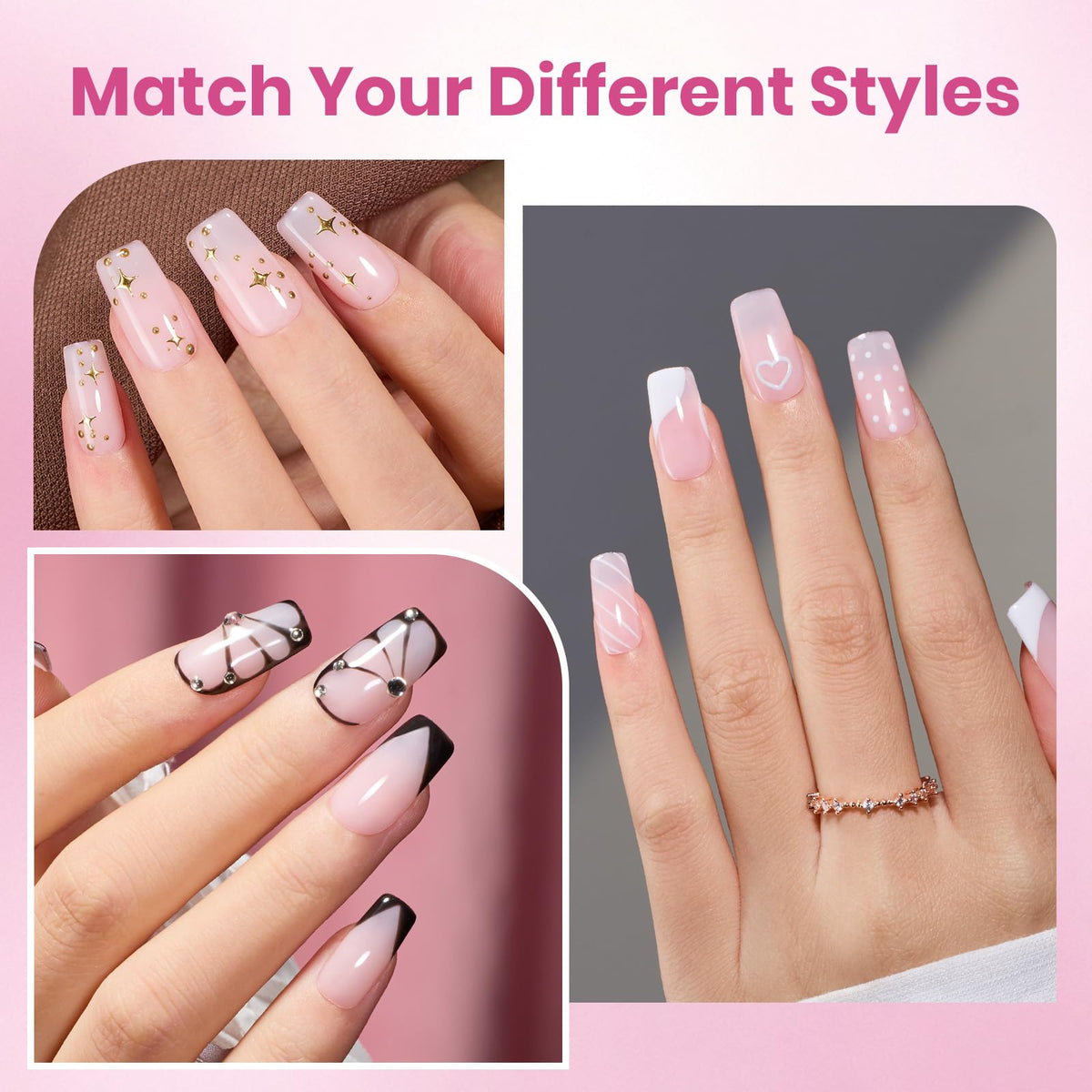 Beetles Soft Gel Nail Tips Short Almond 288pcs in 12 Sizes Etch-X