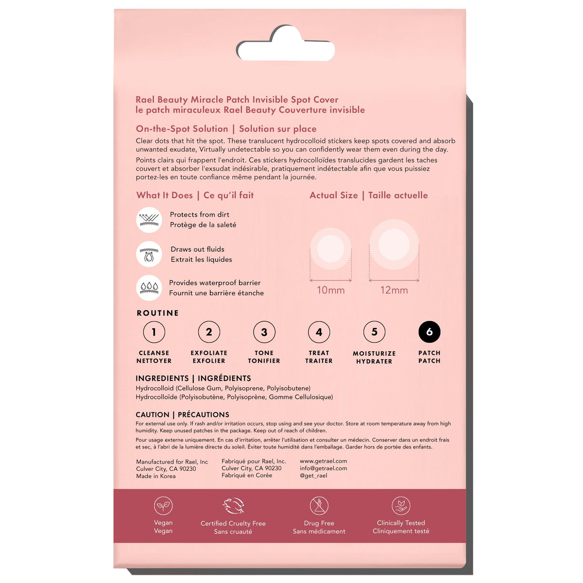 Rael Miracle Invisible Spot Cover Hydrocolloid Acne Pimple Patches (96 Ct)
