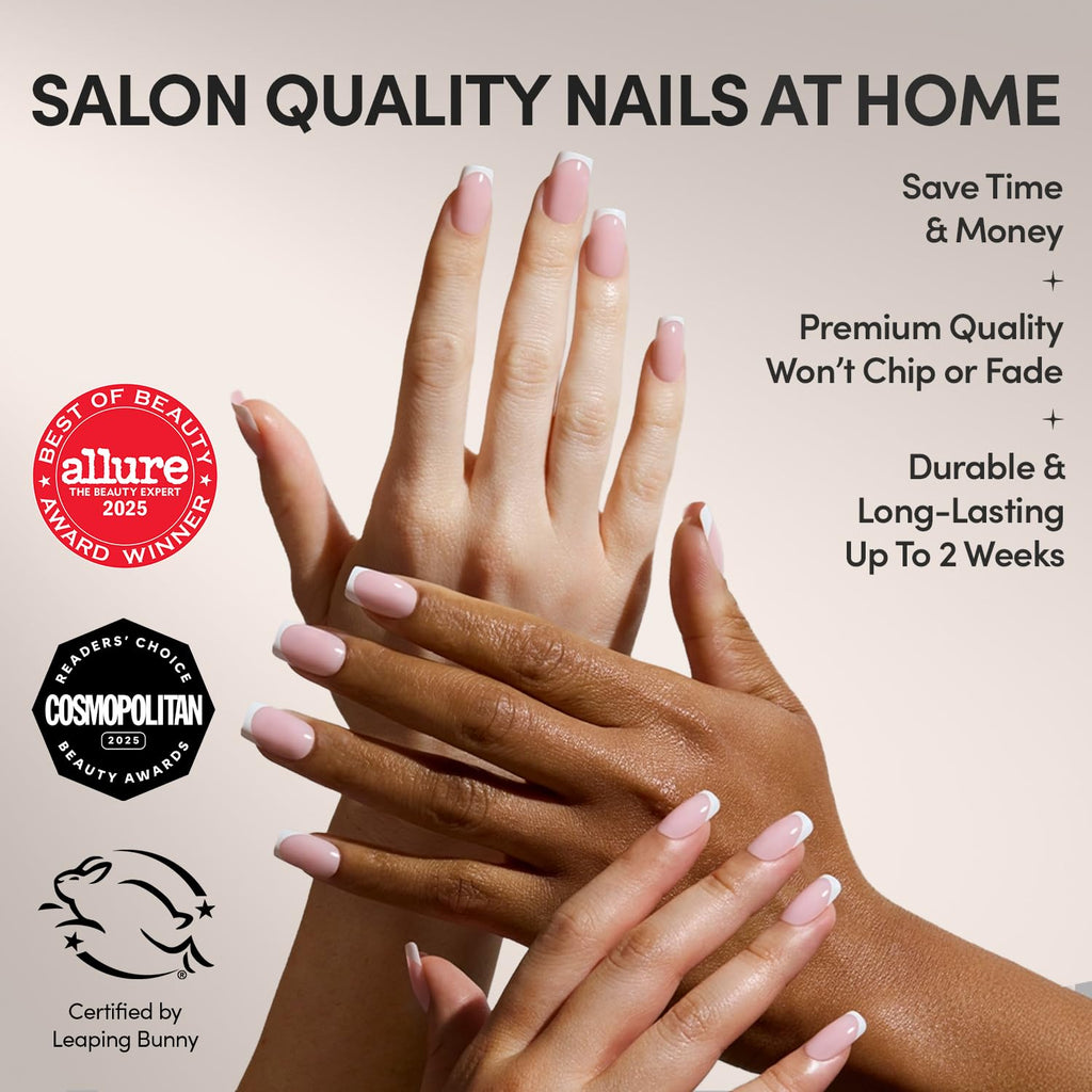Glamnetic Press On Nails, Short Almond Glossy, Fake Nails 30pc Nail Kit