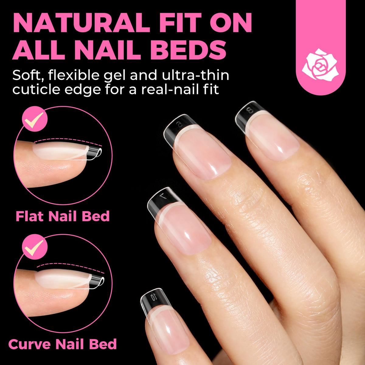 UNA GELLA Almond Gel Nail Tips 504PCS Pre-Etched Clear Fake Nails Tips