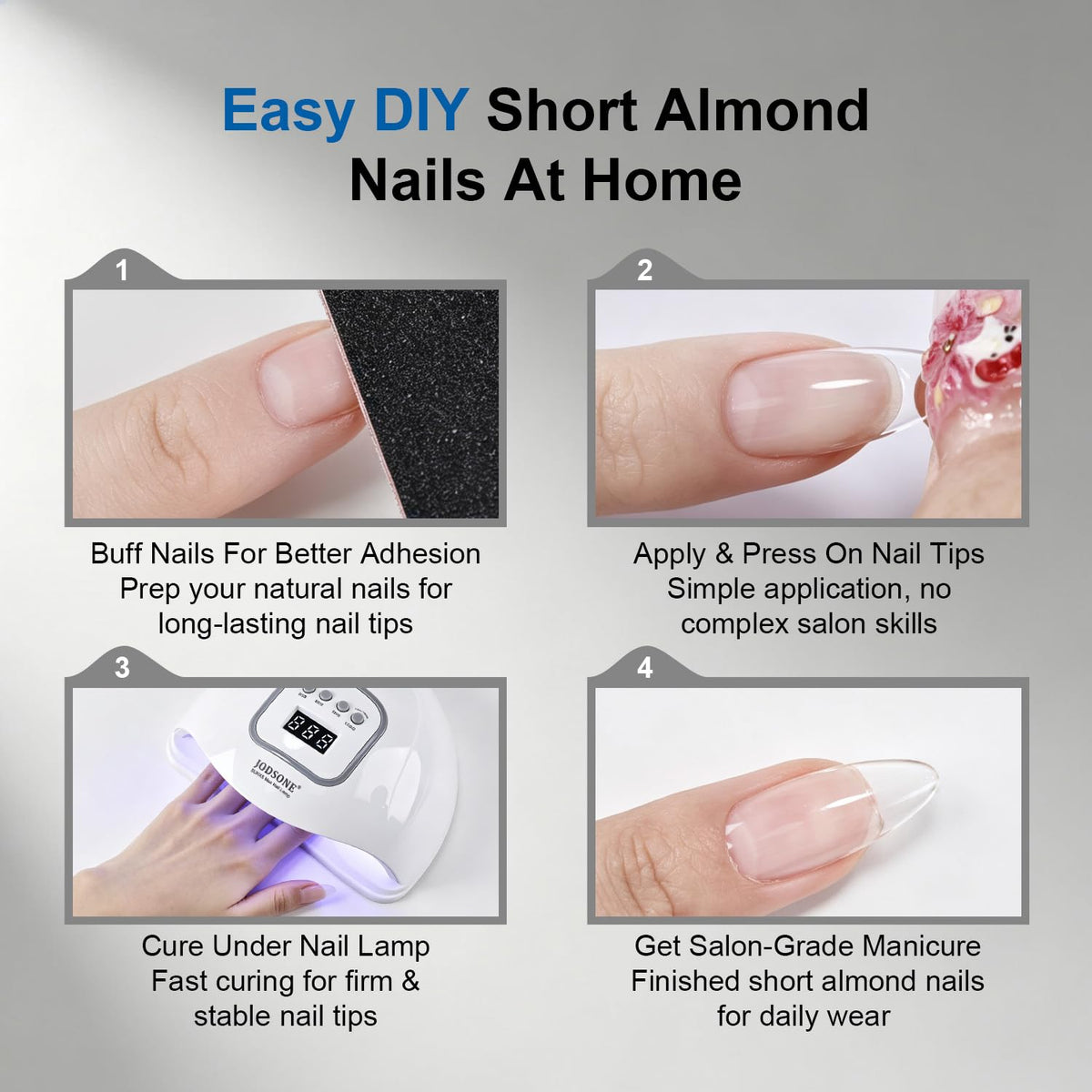 JODSONE U V LED Nail Lamp with Base Coat Top Coat Set, Nail Dryer for Gel Polish for Nails with Automatic Sensor & 4 Timers