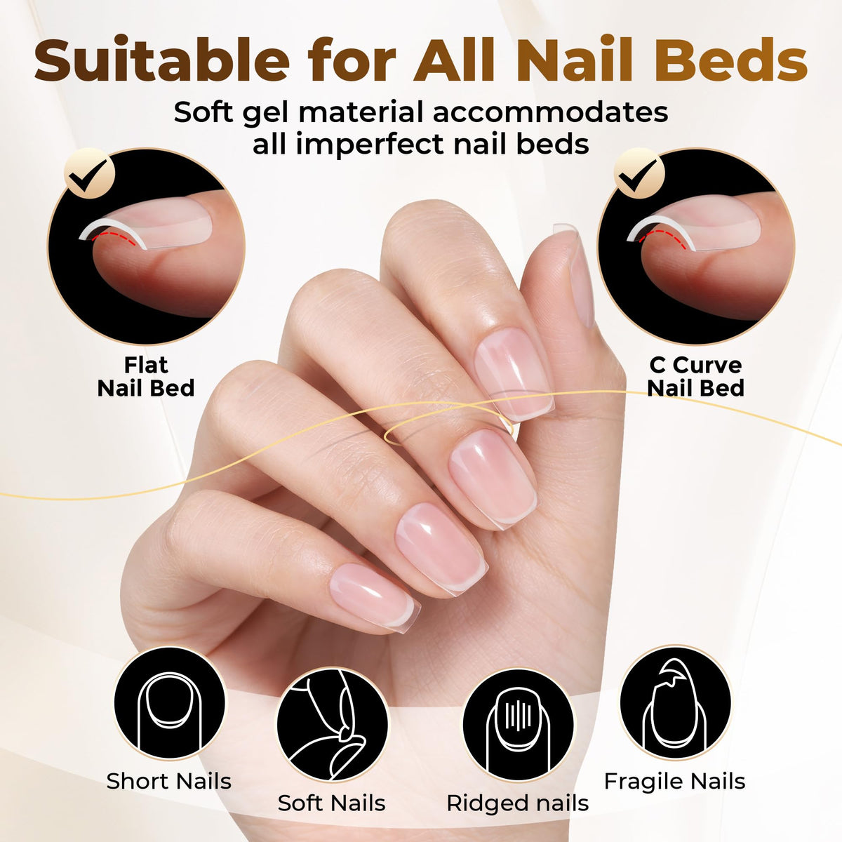 UNA GELLA Almond Gel Nail Tips 504PCS Pre-Etched Clear Fake Nails Tips