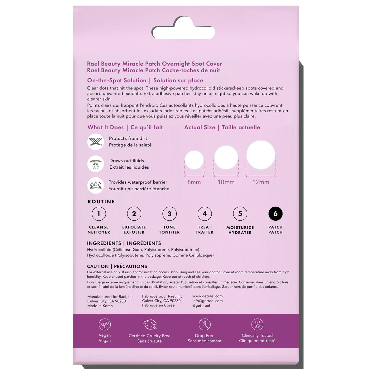 Rael Miracle Invisible Spot Cover Hydrocolloid Acne Pimple Patches (96 Ct)