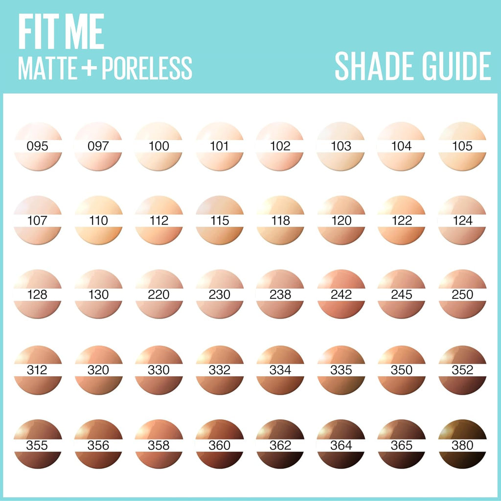 Maybelline Fit Me Matte + Poreless Liquid Oil-Free Foundation Makeup, Toffee, 1 Count (Packaging May Vary)