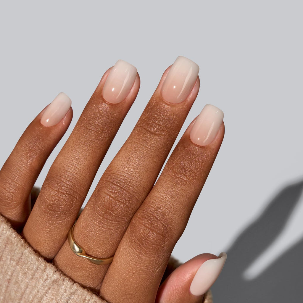 BTArtbox Press On Nails, Short Almond Pink Fake Nails, 32Pcs Full Kit