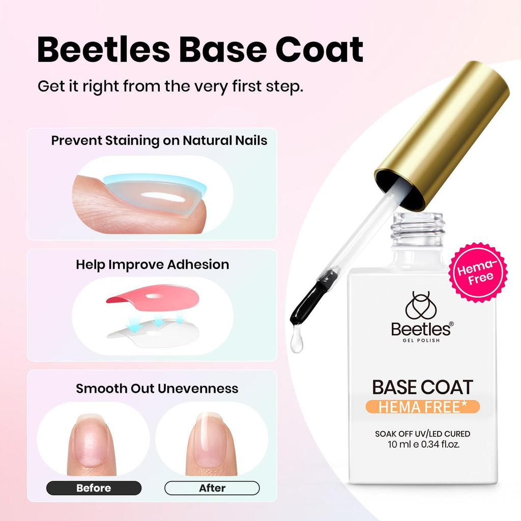 Beetles Builder Gel for Nails with Gel Base and Top Coat Set 3Pcs