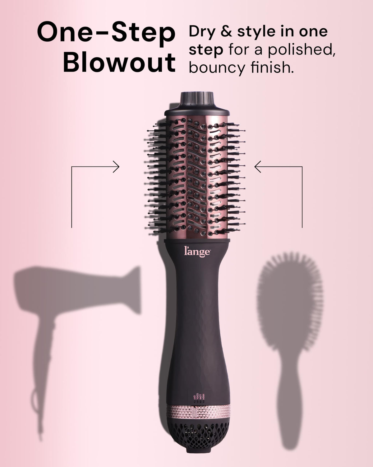 L'ANGE HAIR Le Volume 2-in-1 Titanium Blow Dryer Brush | Frizz Control Blowout Hair Dryer Brush for Drying and Styling | Volumizing Hot Air Styler for All Hairstyles | Oval Barrel | Black - 75mm
