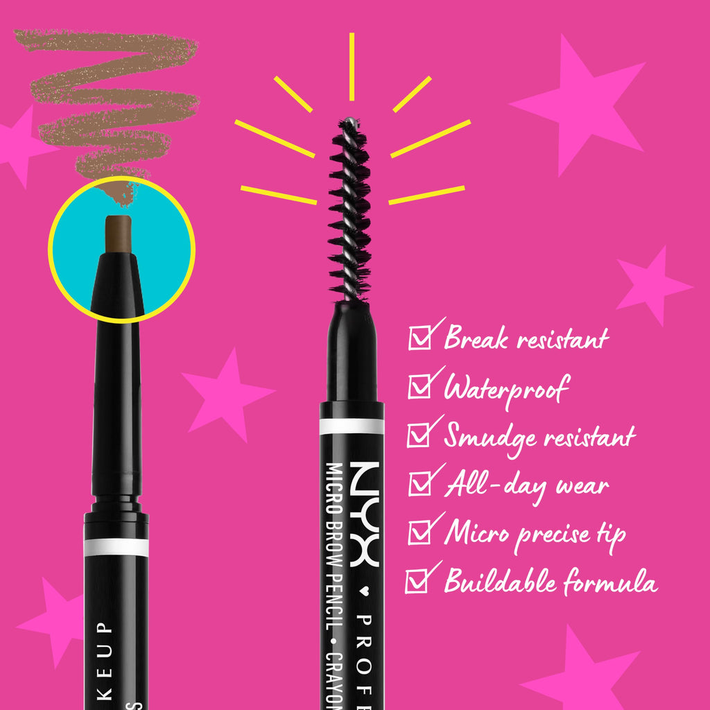 NYX PROFESSIONAL MAKEUP Micro Brow Pencil, Precise Eyebrow Pencil - Ash Brown