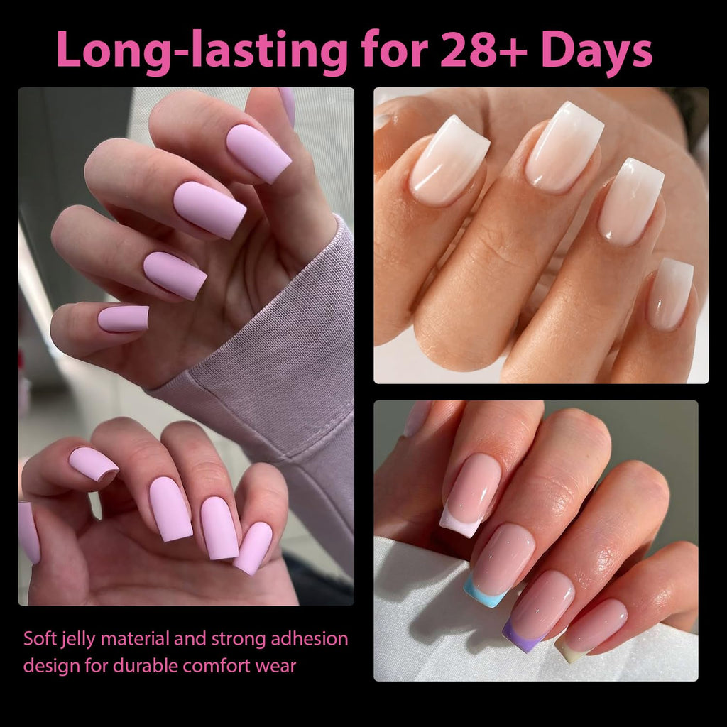 UNA GELLA Almond Gel Nail Tips 504PCS Pre-Etched Clear Fake Nails Tips