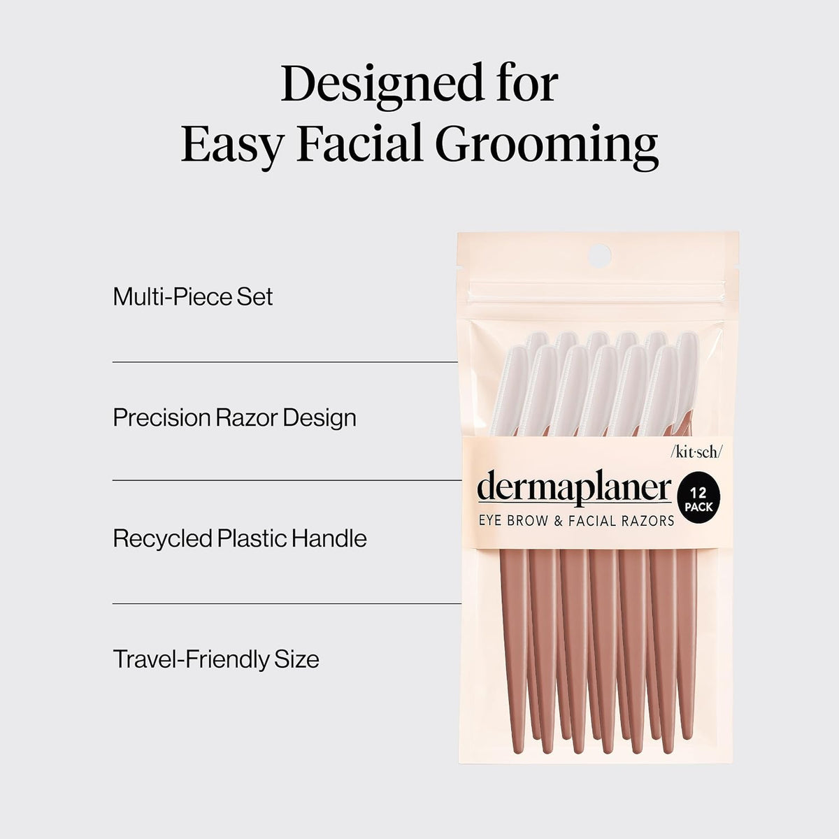 Kitsch Dermaplane Razor for Women Face – Terracotta, 12 pcs