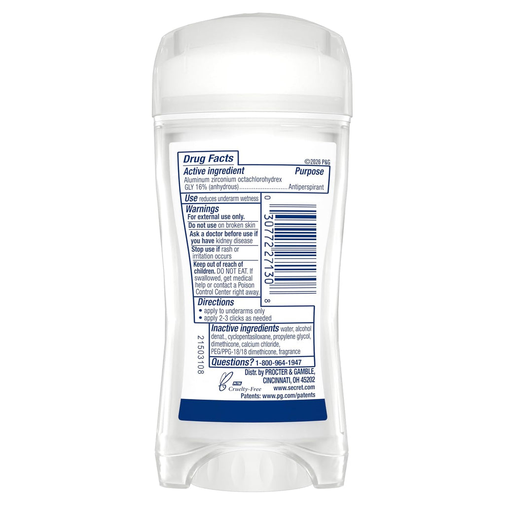 Secret Fresh Antiperspirant Deodorant for Women, 72hr Breathable Sweat & Odor Protection, Instant Freshness & Gentle, PH Balancing Minerals, Clear Gel, Relaxing Lavender Scent, 2.6 oz
