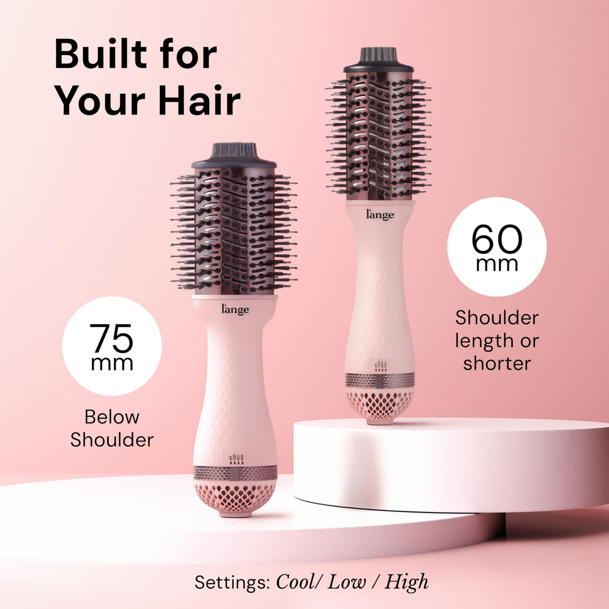 L'ANGE HAIR Le Volume 2-in-1 Titanium Blow Dryer Brush | Frizz Control Blowout Hair Dryer Brush for Drying and Styling | Volumizing Hot Air Styler for All Hairstyles | Oval Barrel | Black - 75mm
