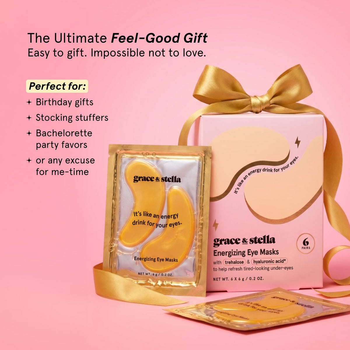 grace & stella Award Winning Eye Patches for Puffy Eyes - Birthday Gifts for Women - Under Eye Mask for Dark Circles and Undereye Bags - Gifts for Mom - Vegan Cruelty-Free Self Care (24 Pairs, Gold)