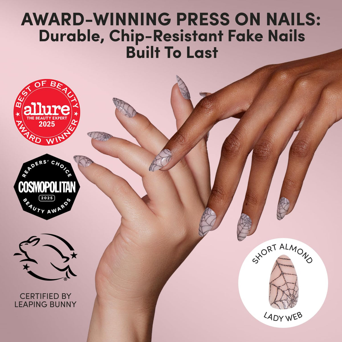 Glamnetic Halloween Press On Nails, Short Almond Glazed, October Nights