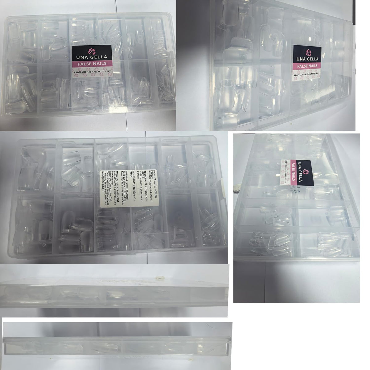 UNA GELLA Almond Gel Nail Tips 504PCS Pre-Etched Clear Fake Nails Tips