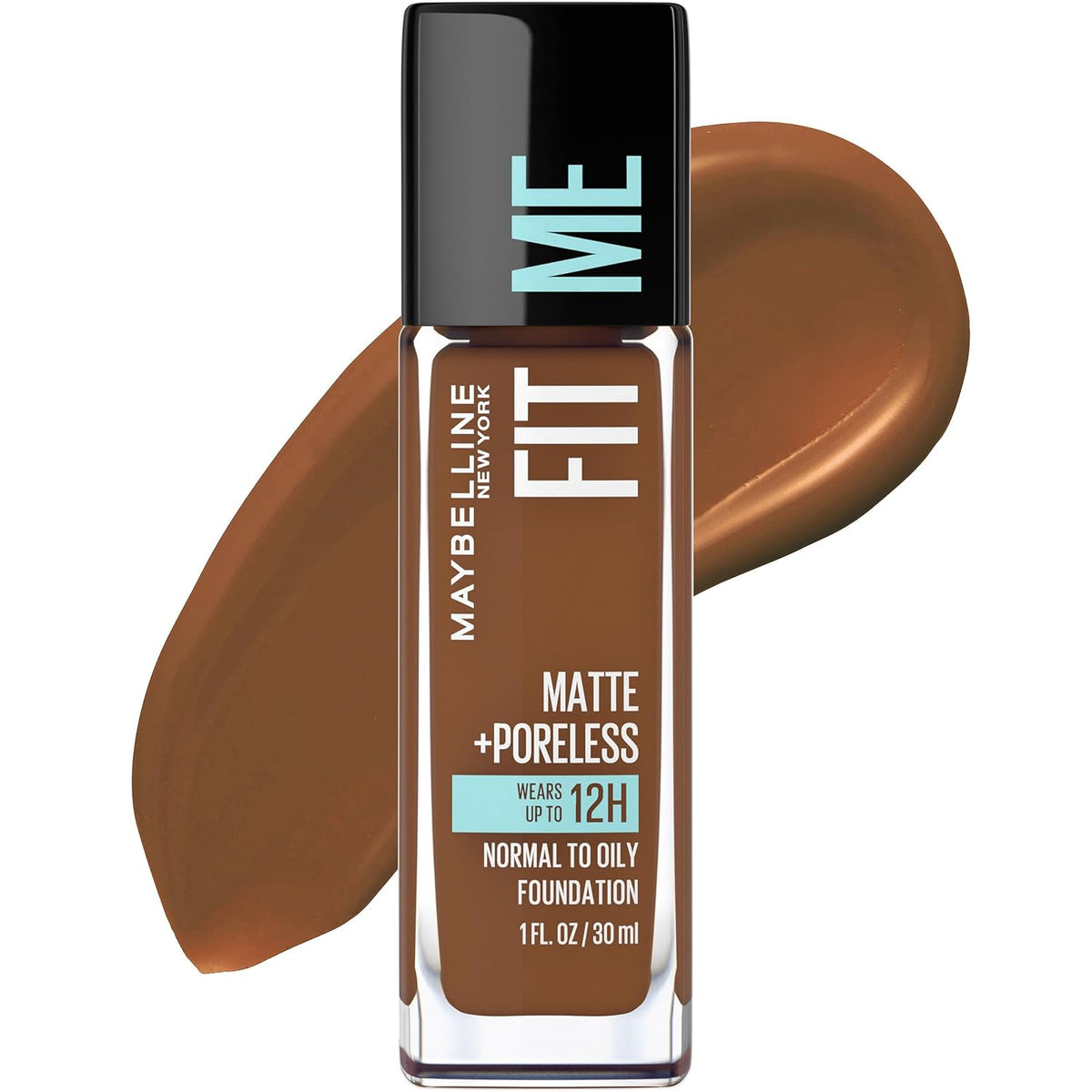 Maybelline Fit Me Matte + Poreless Liquid Oil-Free Foundation Makeup, Toffee, 1 Count (Packaging May Vary)