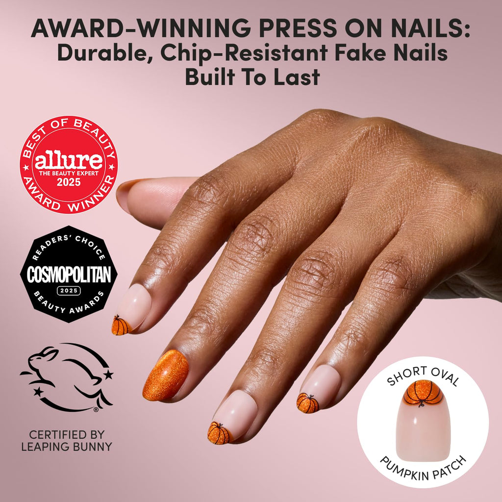 Glamnetic Halloween Press On Nails, Short Almond Glazed, October Nights
