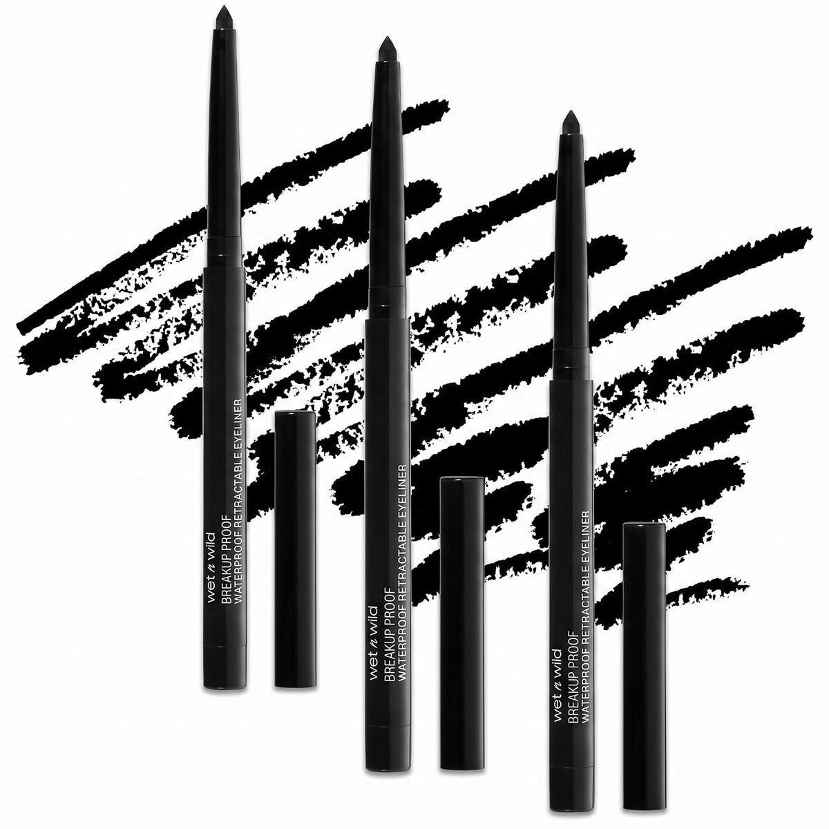 wet n wild Mega Last Breakup Proof Waterproof Retractable Gel Eyeliner - Ultra Pigmented 16-Hour Long Wear, Smudge Proof Satin Finish Formula, Cruelty-Free & Vegan - Charcoal