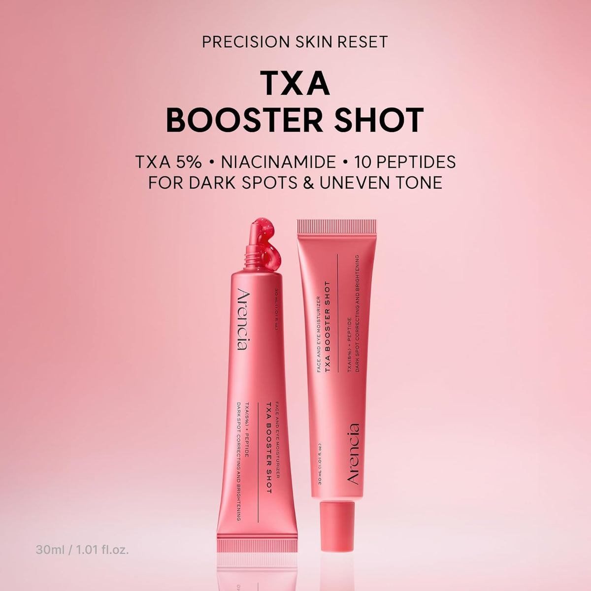 Arencia TXA Booster Shot Serum with 5% Tranexamic Acid & Peptides, Skin Tone Balancing & Hydration Support, Lightweight Daily Skincare, 30 mL / 1.01 fl. oz.
