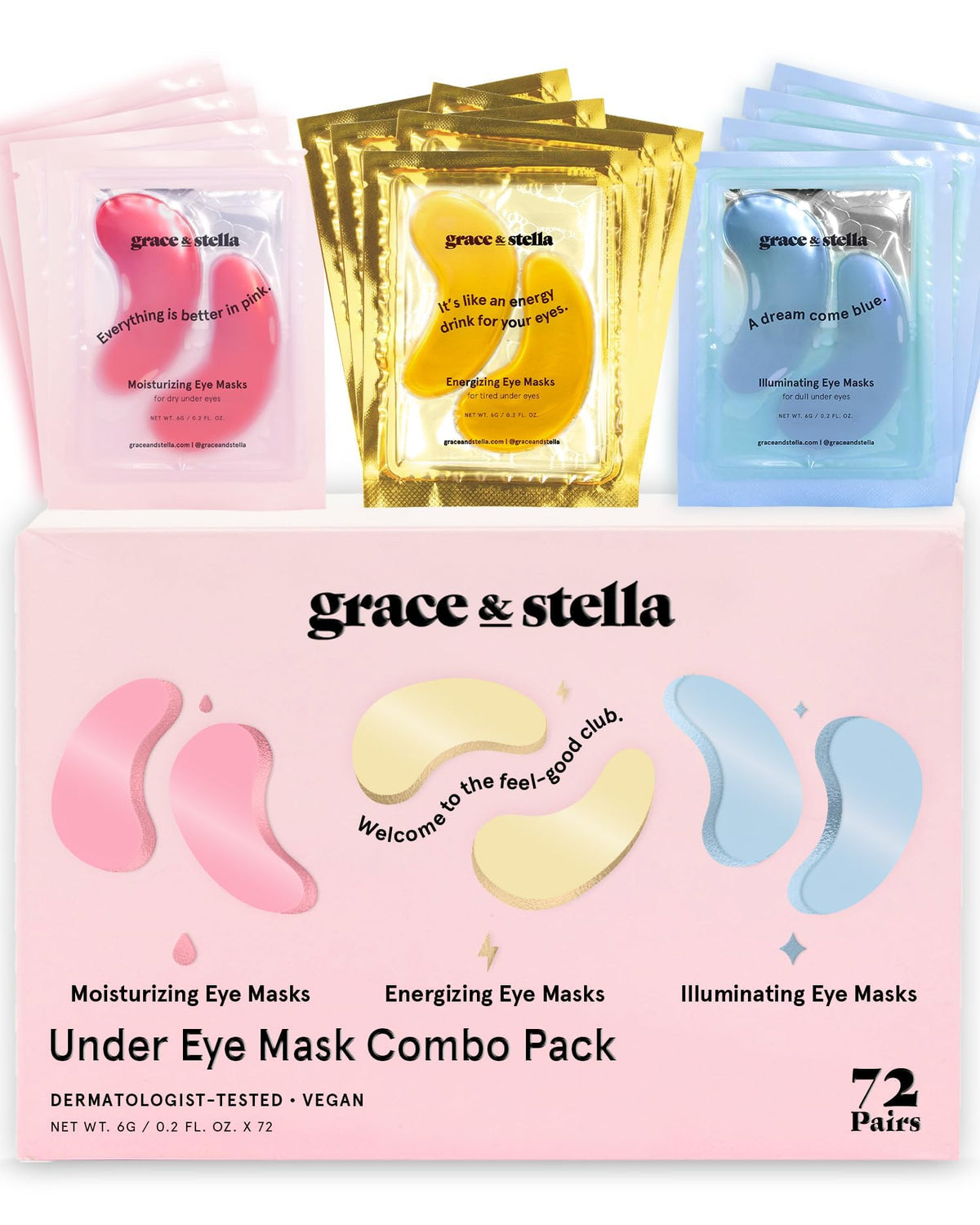 grace & stella Award Winning Eye Patches for Puffy Eyes - Birthday Gifts for Women - Under Eye Mask for Dark Circles and Undereye Bags - Gifts for Mom - Vegan Cruelty-Free Self Care (24 Pairs, Gold)