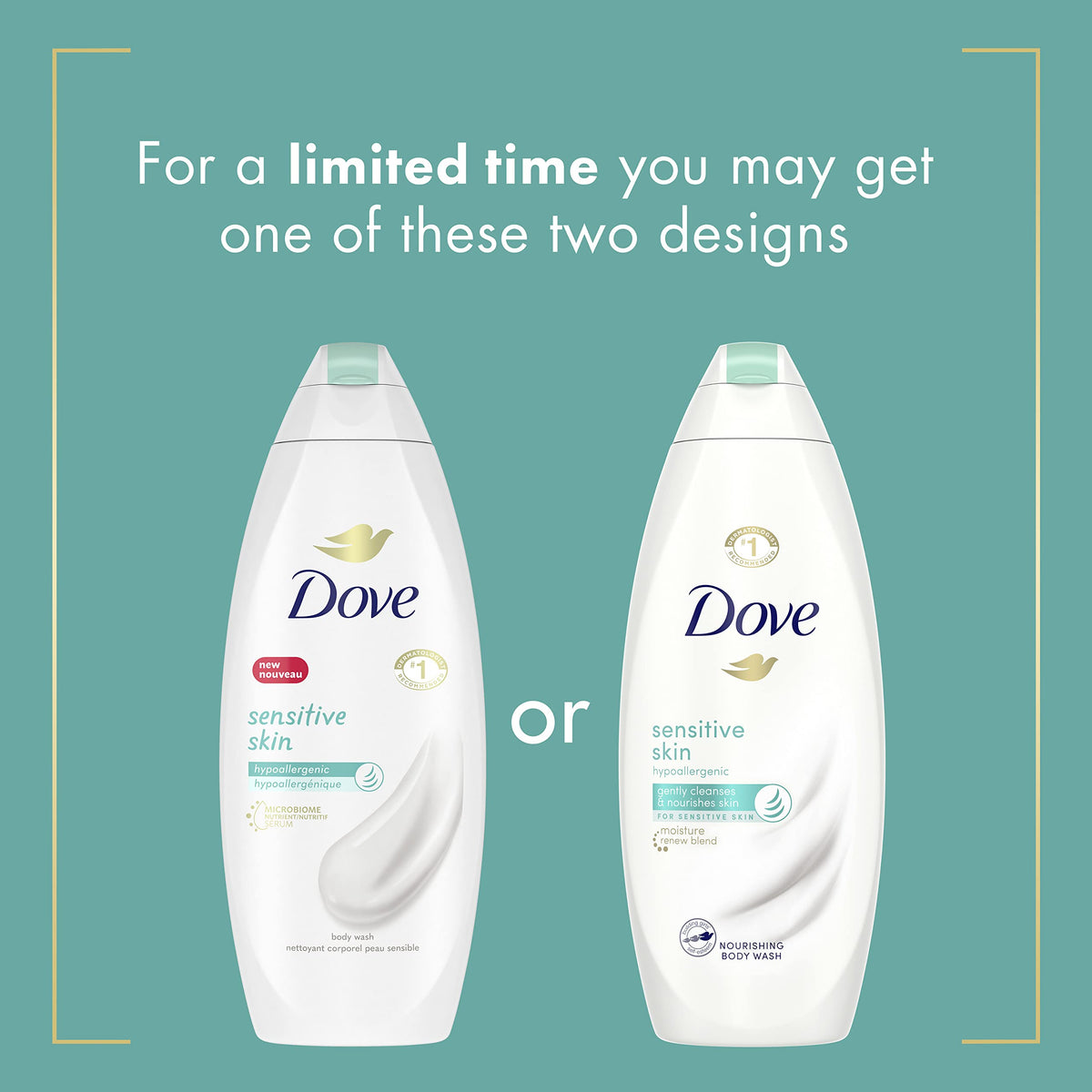 Dove Sensitive Skin Body Wash, 24hr Lotion-Soft Skin, 30.6 oz