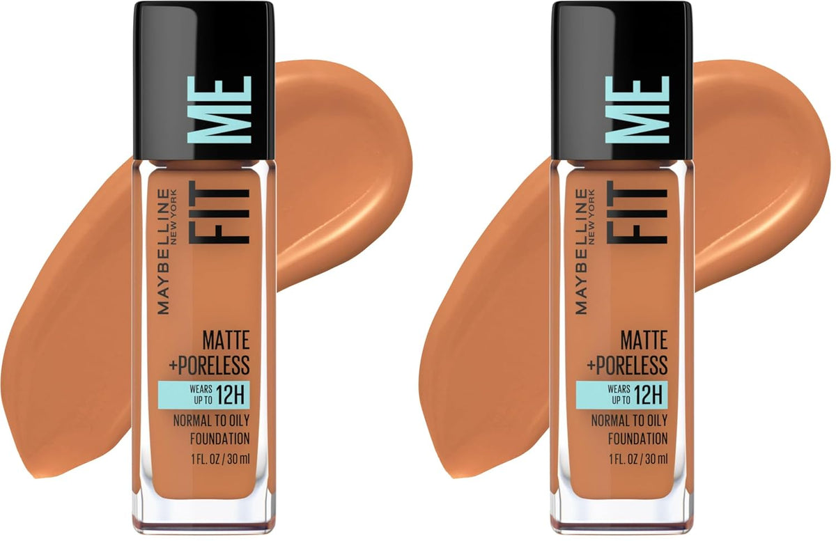 Maybelline Fit Me Matte + Poreless Liquid Oil-Free Foundation Makeup, Toffee, 1 Count (Packaging May Vary)