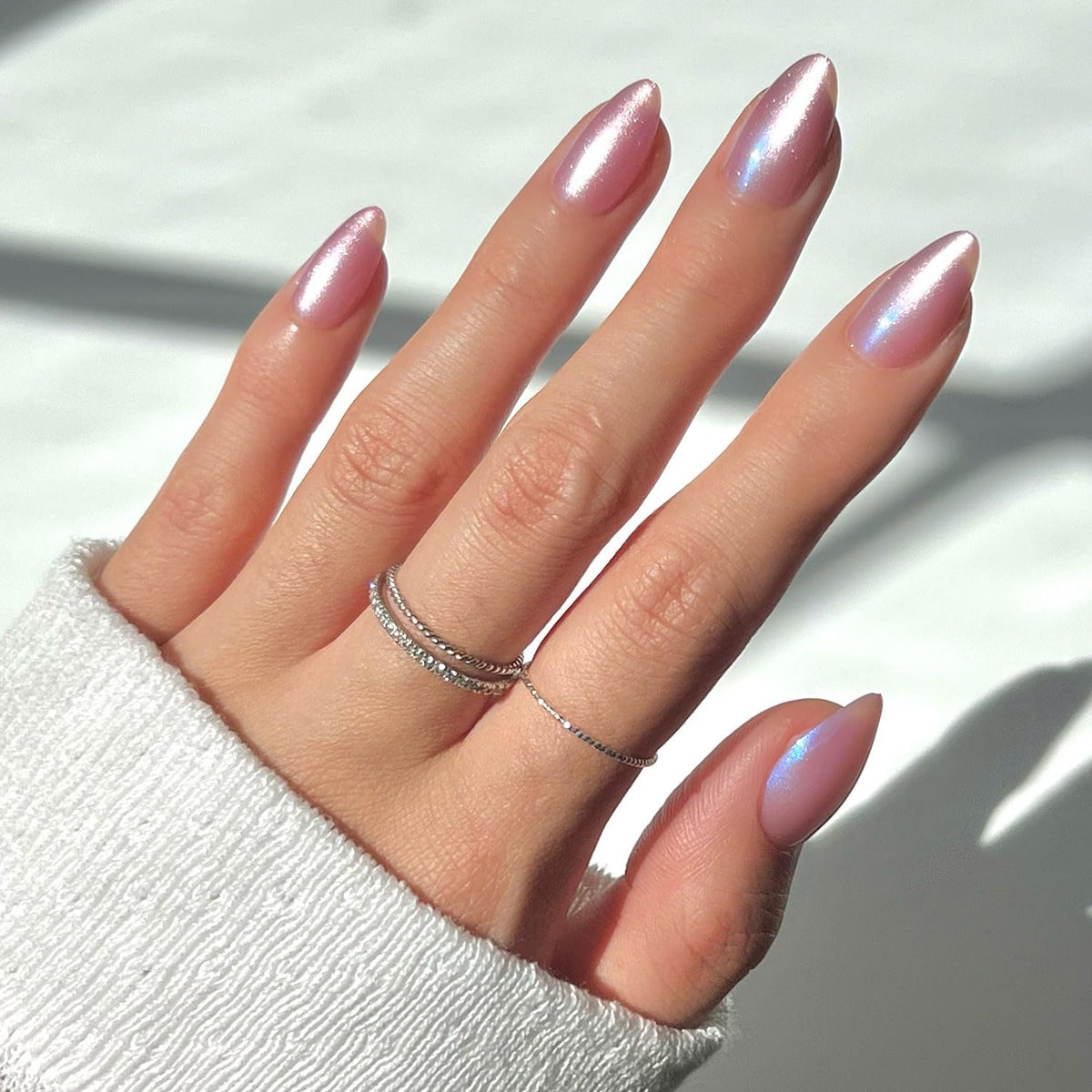 Glamnetic Press On Nails, Short Almond Glossy, Fake Nails 30pc Nail Kit