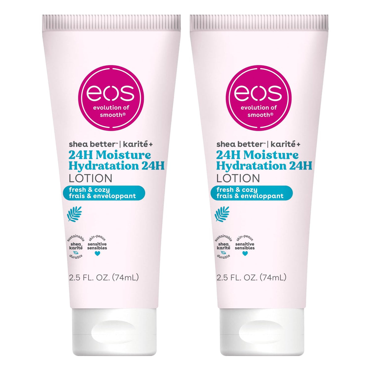 eos 24H Moisture Travel Body Lotion- Fresh & Cozy, Mini Size, 2.5 fl oz