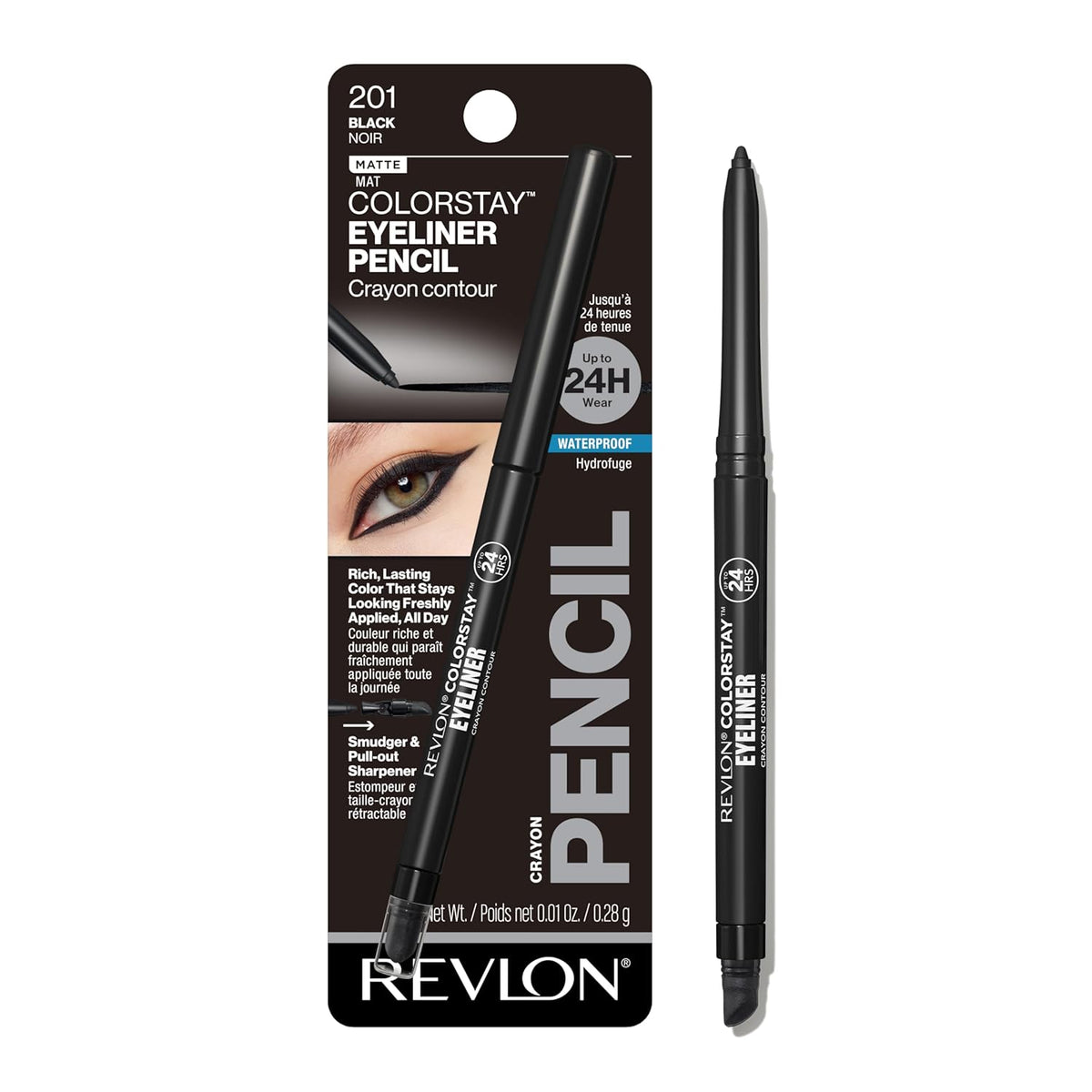 Revlon ColorStay Pencil Waterproof Eyeliner, 202 Black Brown, 0.01 oz