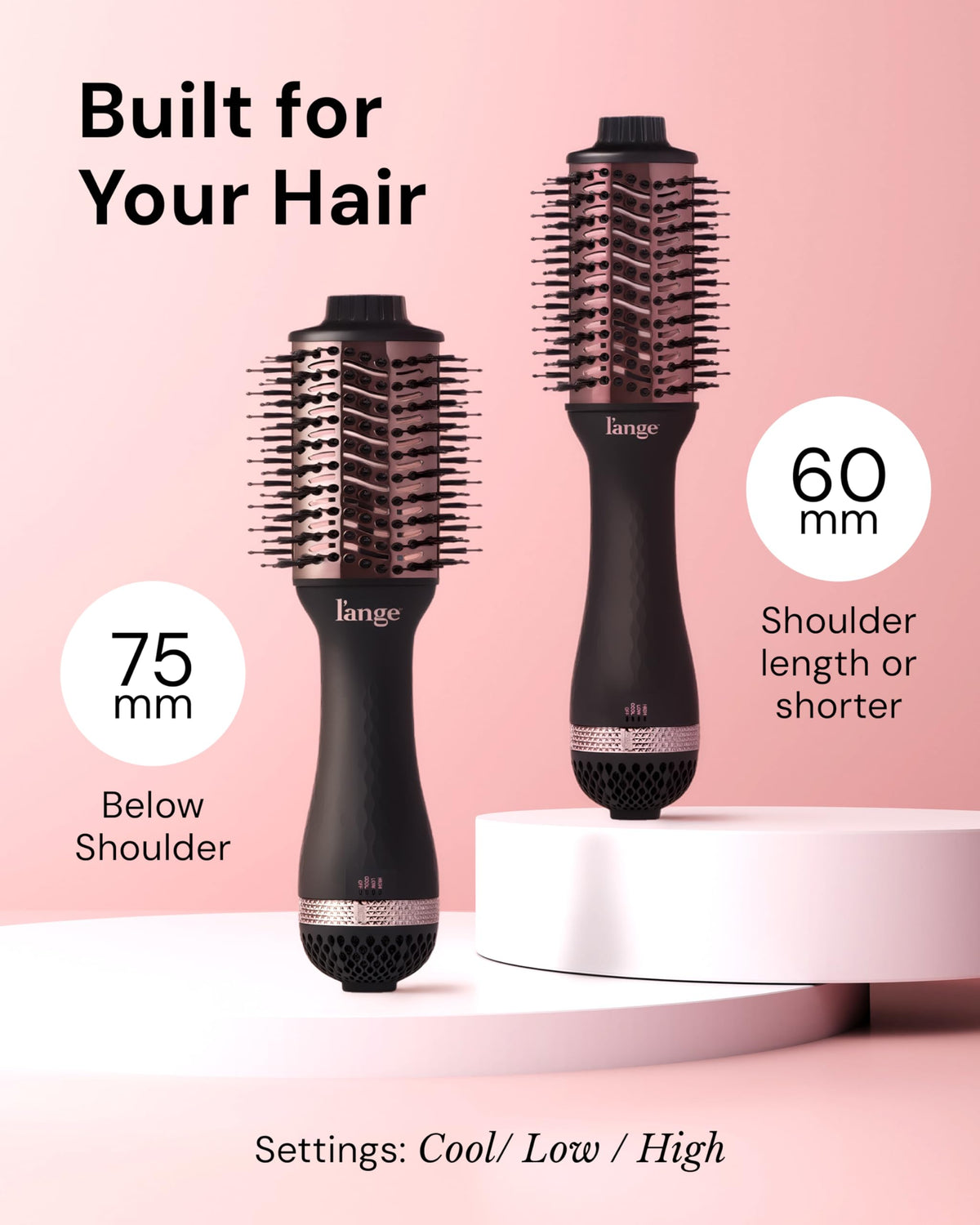 L'ANGE HAIR Le Volume 2-in-1 Titanium Blow Dryer Brush | Frizz Control Blowout Hair Dryer Brush for Drying and Styling | Volumizing Hot Air Styler for All Hairstyles | Oval Barrel | Black - 75mm