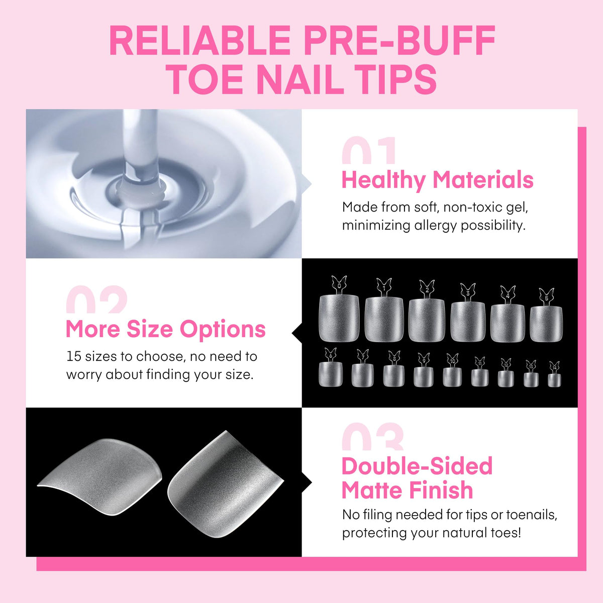 UNA GELLA Almond Gel Nail Tips 504PCS Pre-Etched Clear Fake Nails Tips