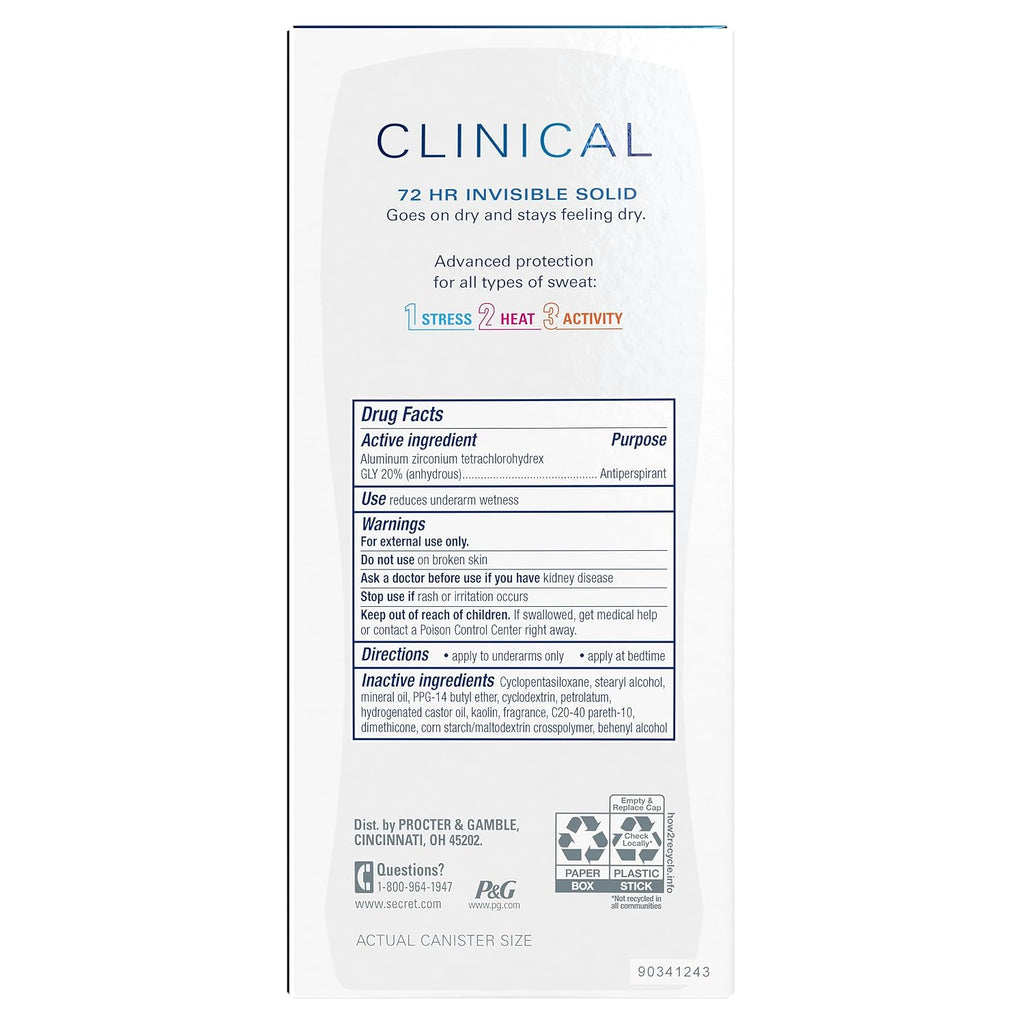 Secret Clinical Strength 100HR Defense, Invisible Solid Antiperspirant Deodorant for Women, A'Ja Wilson Edition, Triple Threat Sweat Protection, Hyaluronic Acid, Court Queen Citrus Scent, 2.6 oz