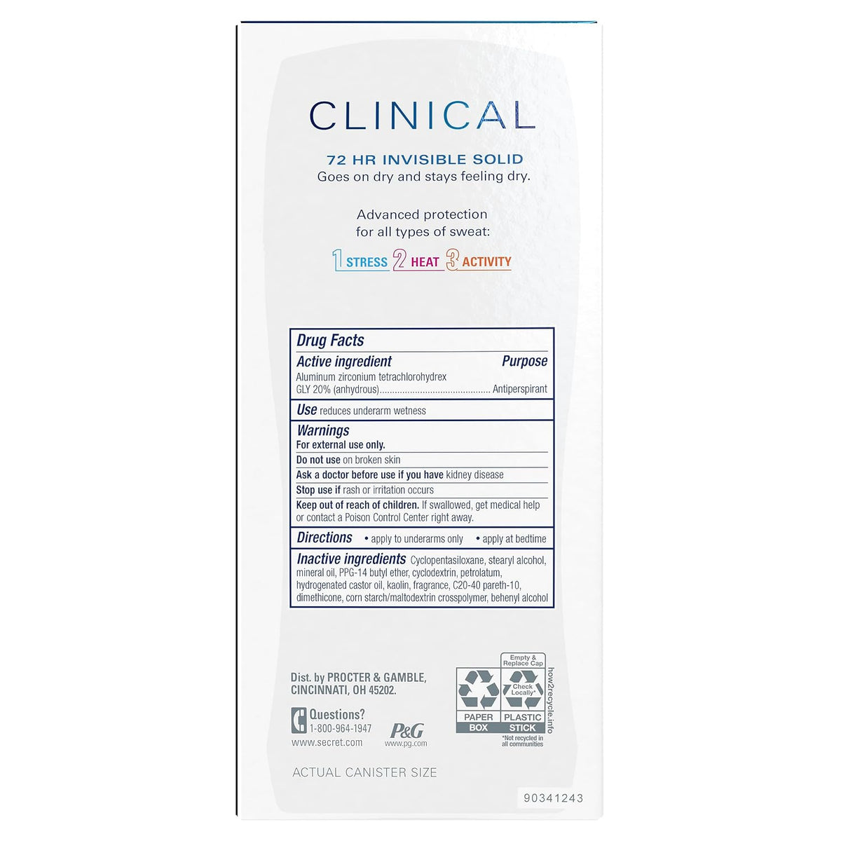 Secret Clinical Strength 100HR Defense, Invisible Solid Antiperspirant Deodorant for Women, A'Ja Wilson Edition, Triple Threat Sweat Protection, Hyaluronic Acid, Court Queen Citrus Scent, 2.6 oz