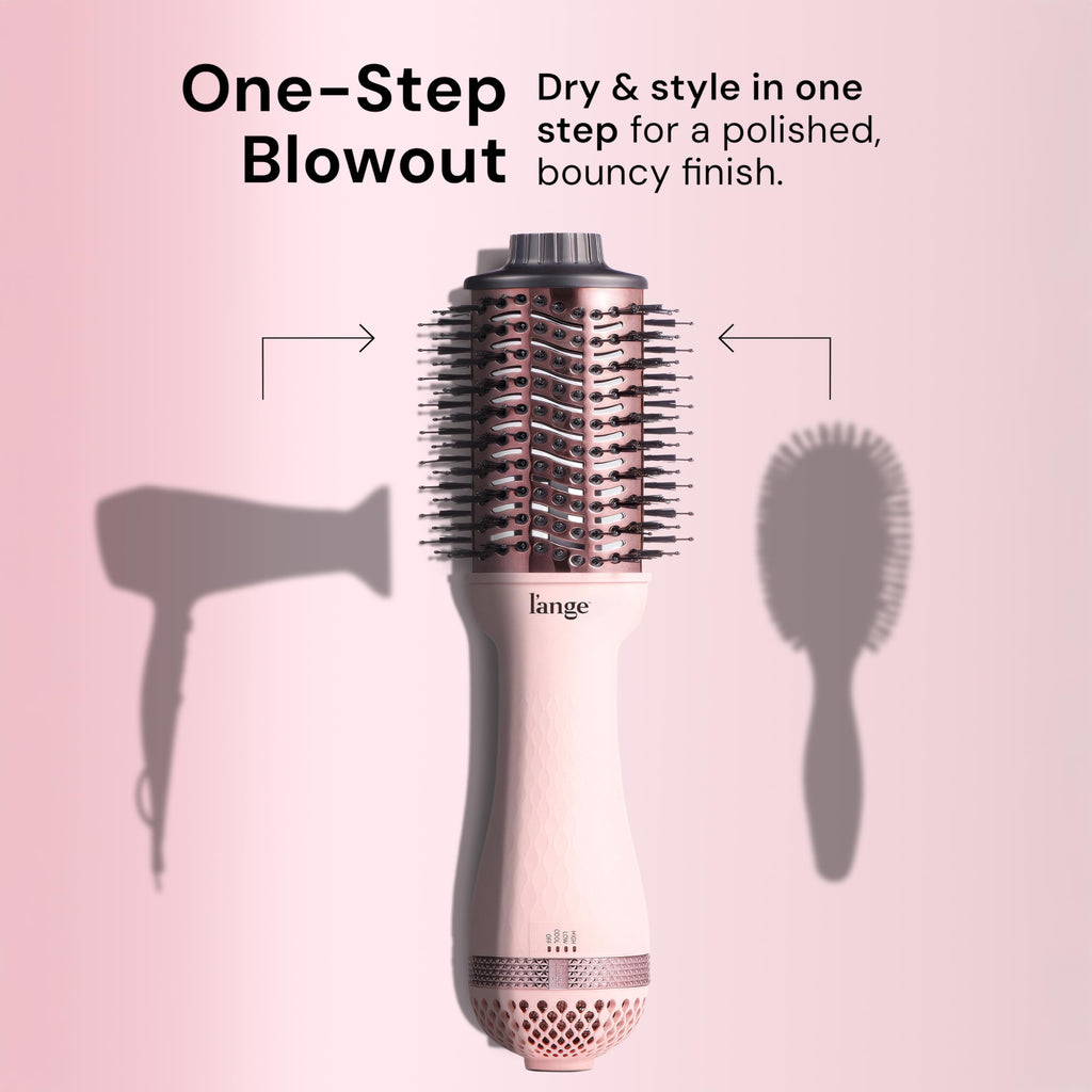 L'ANGE HAIR Le Volume 2-in-1 Titanium Blow Dryer Brush | Frizz Control Blowout Hair Dryer Brush for Drying and Styling | Volumizing Hot Air Styler for All Hairstyles | Oval Barrel | Black - 75mm