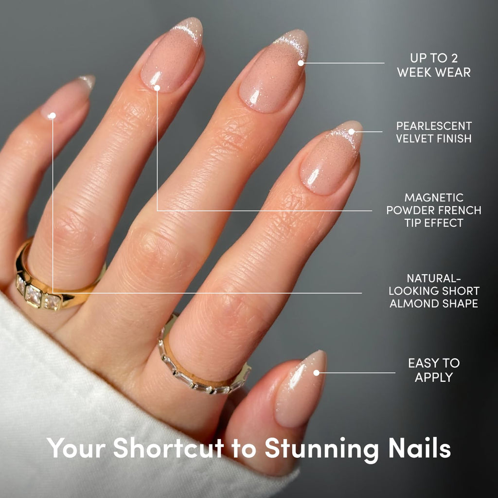Glamnetic Press On Nails, Short Almond Glossy, Fake Nails 30pc Nail Kit
