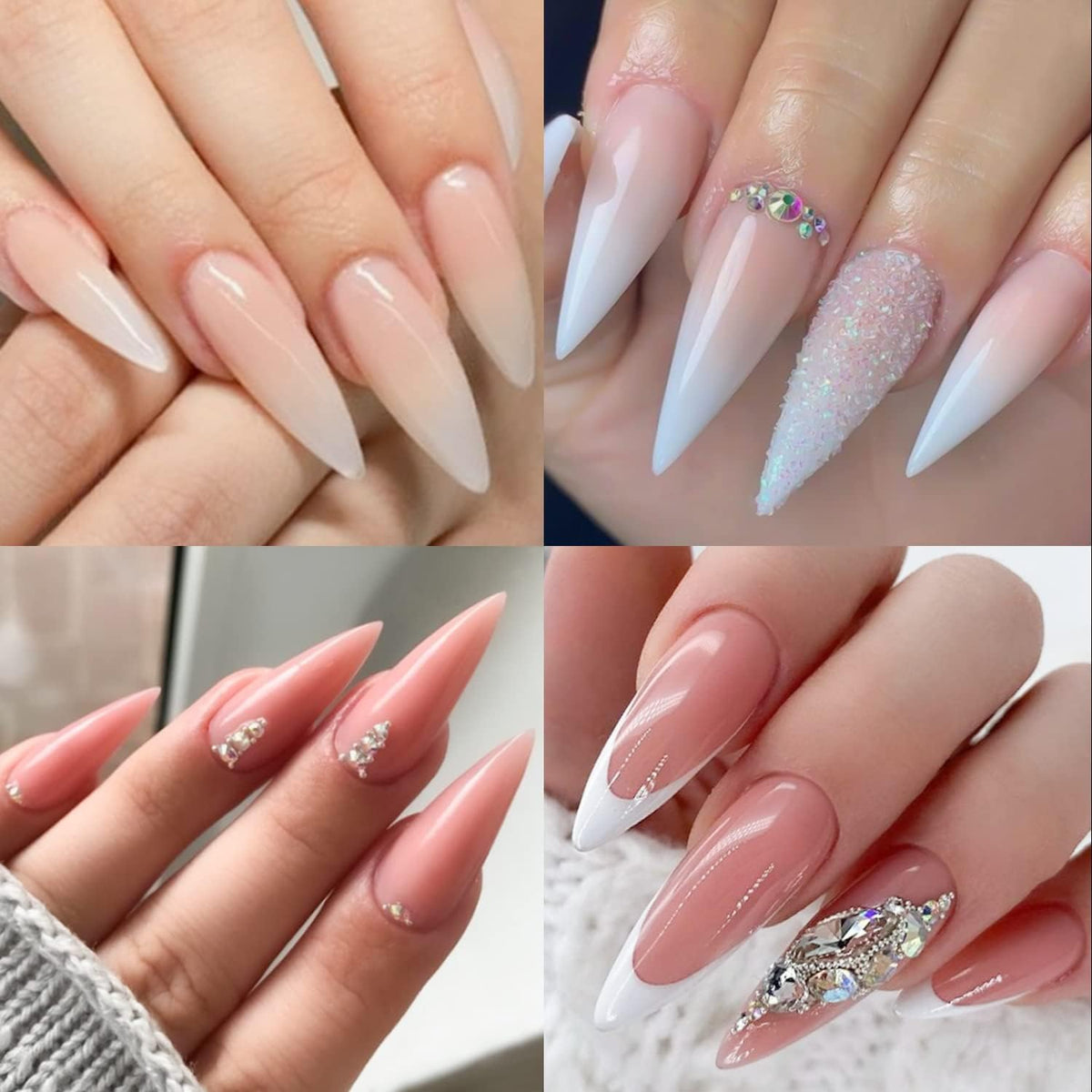 UNA GELLA Almond Gel Nail Tips 504PCS Pre-Etched Clear Fake Nails Tips