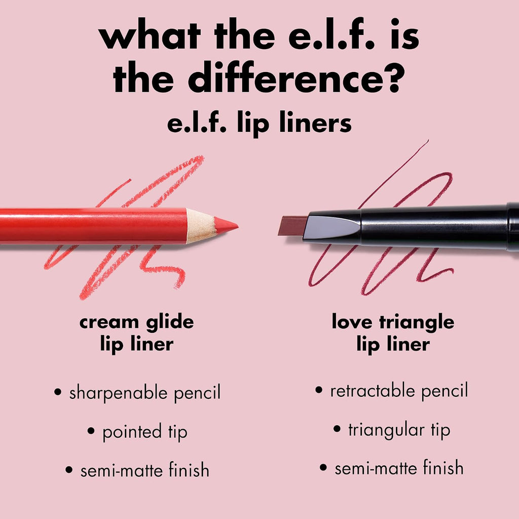 e.l.f. Cream Glide Lip Liner, Highly-Pigmented Pencil For Shaping & Sculpting Lips, Semi-Matte Finish, Vegan & Cruelty-Free