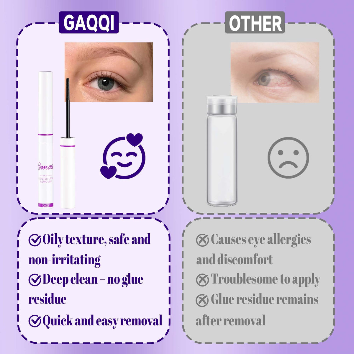 GAQQI Lash Cluster Glue, Waterproof Bond and Seal Lash Glue, Black - 2PCS