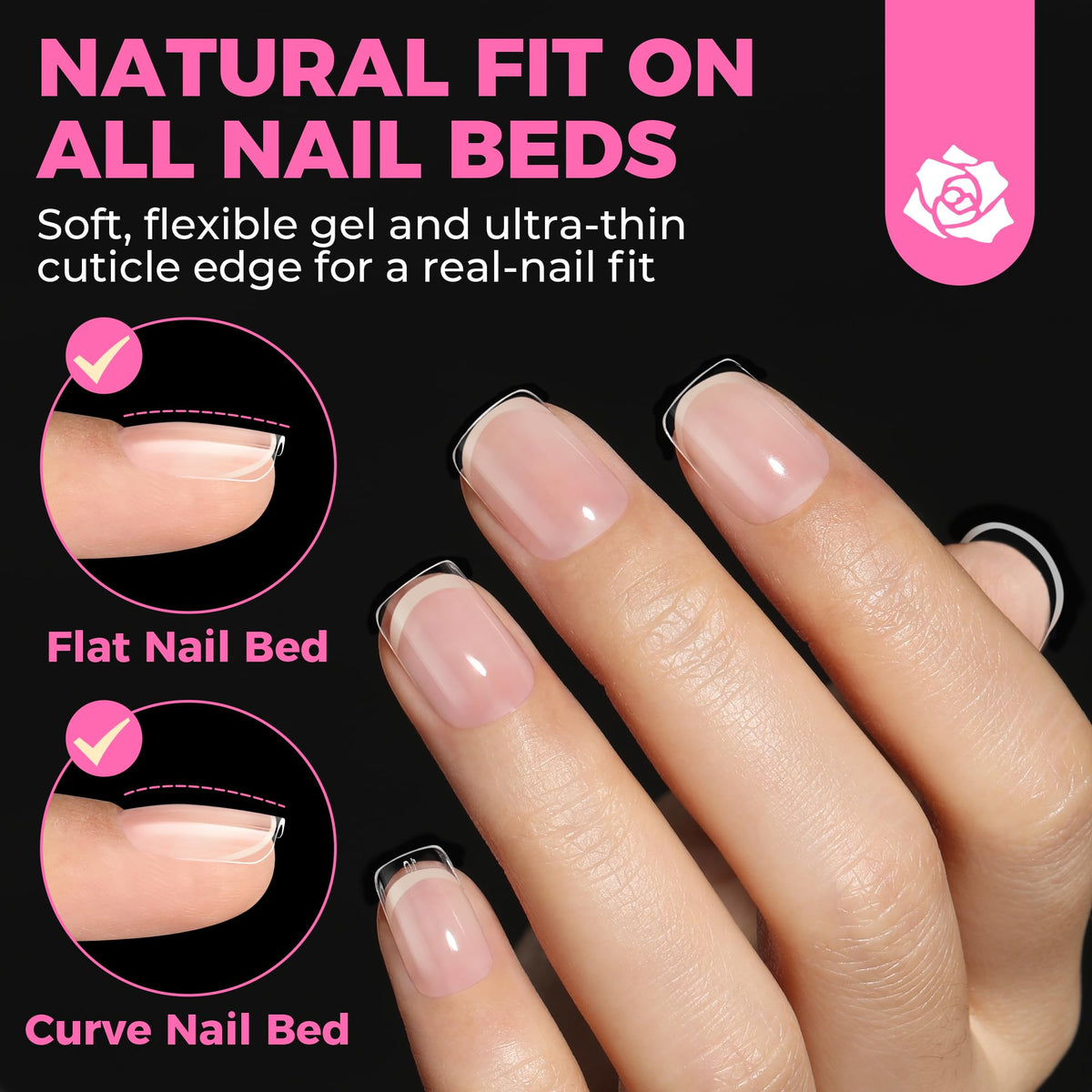 UNA GELLA Almond Gel Nail Tips 504PCS Pre-Etched Clear Fake Nails Tips