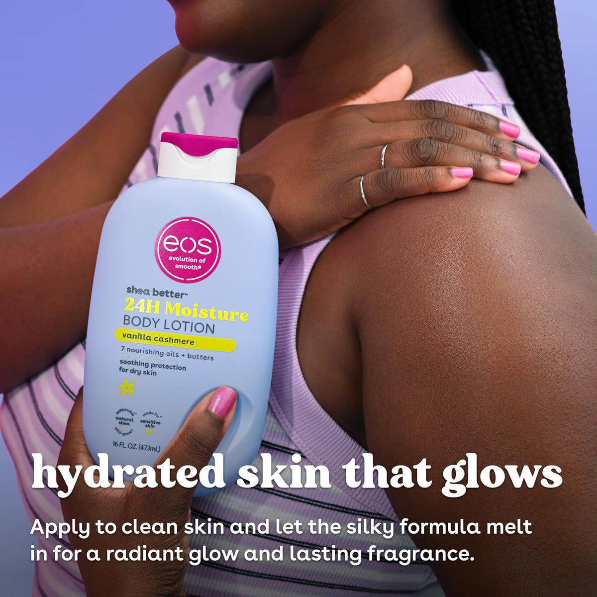 eos 24H Moisture Travel Body Lotion- Fresh & Cozy, Mini Size, 2.5 fl oz