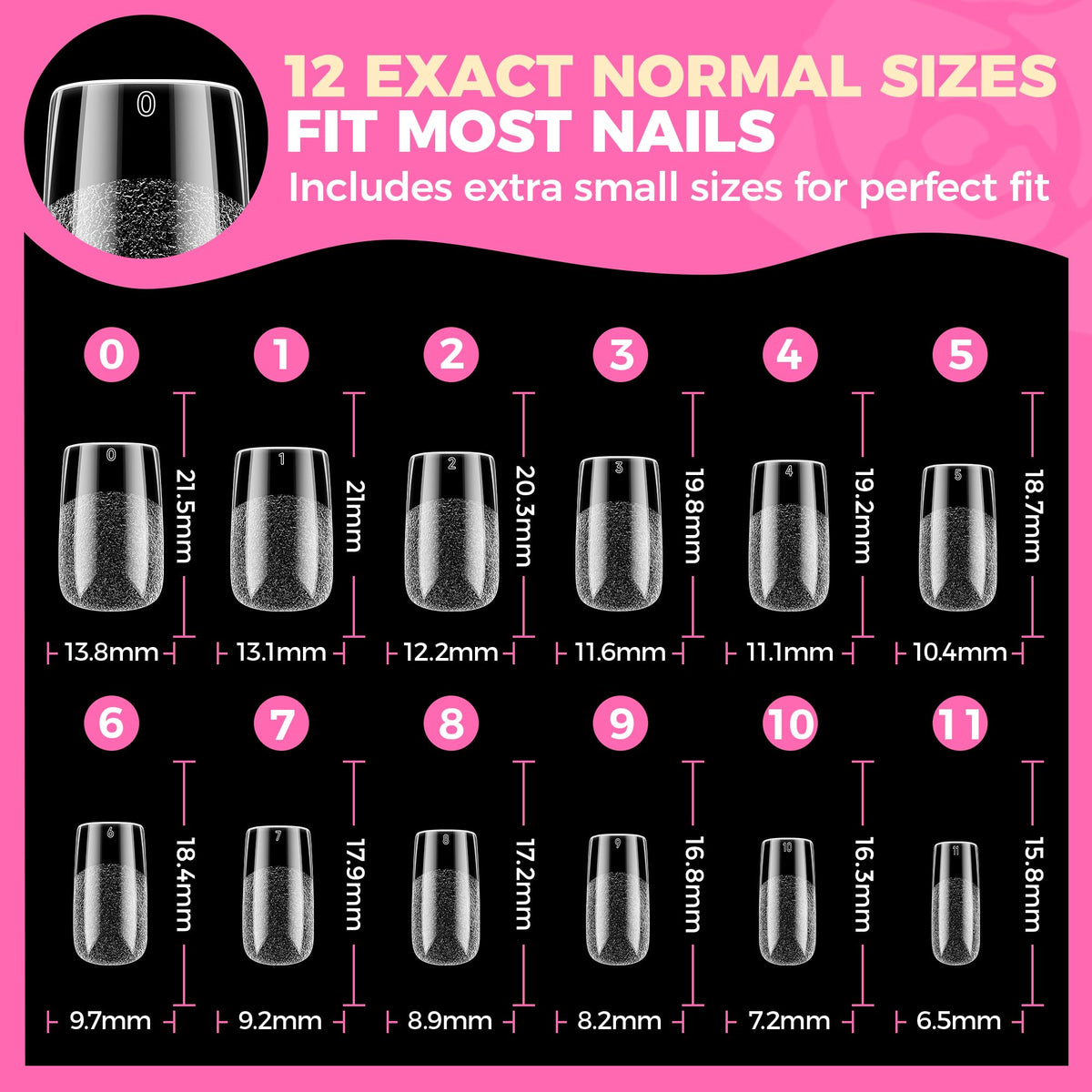 UNA GELLA Almond Gel Nail Tips 504PCS Pre-Etched Clear Fake Nails Tips