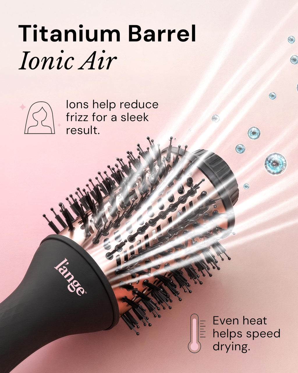 L'ANGE HAIR Le Volume 2-in-1 Titanium Blow Dryer Brush | Frizz Control Blowout Hair Dryer Brush for Drying and Styling | Volumizing Hot Air Styler for All Hairstyles | Oval Barrel | Black - 75mm