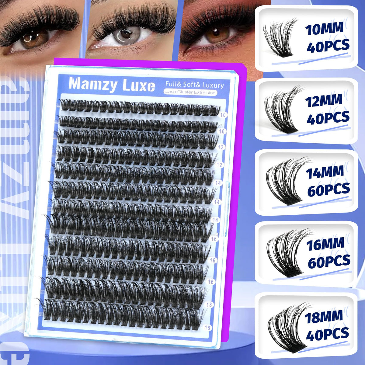 Lash Clusters Wispy 80D Eyelash Clusters 10-18mm Fluff Cluster Eyelash Extensions D Curl No Plastic Feel Individual Lashes Extension 240 Pcs Versatile False Eyelashes Clusters