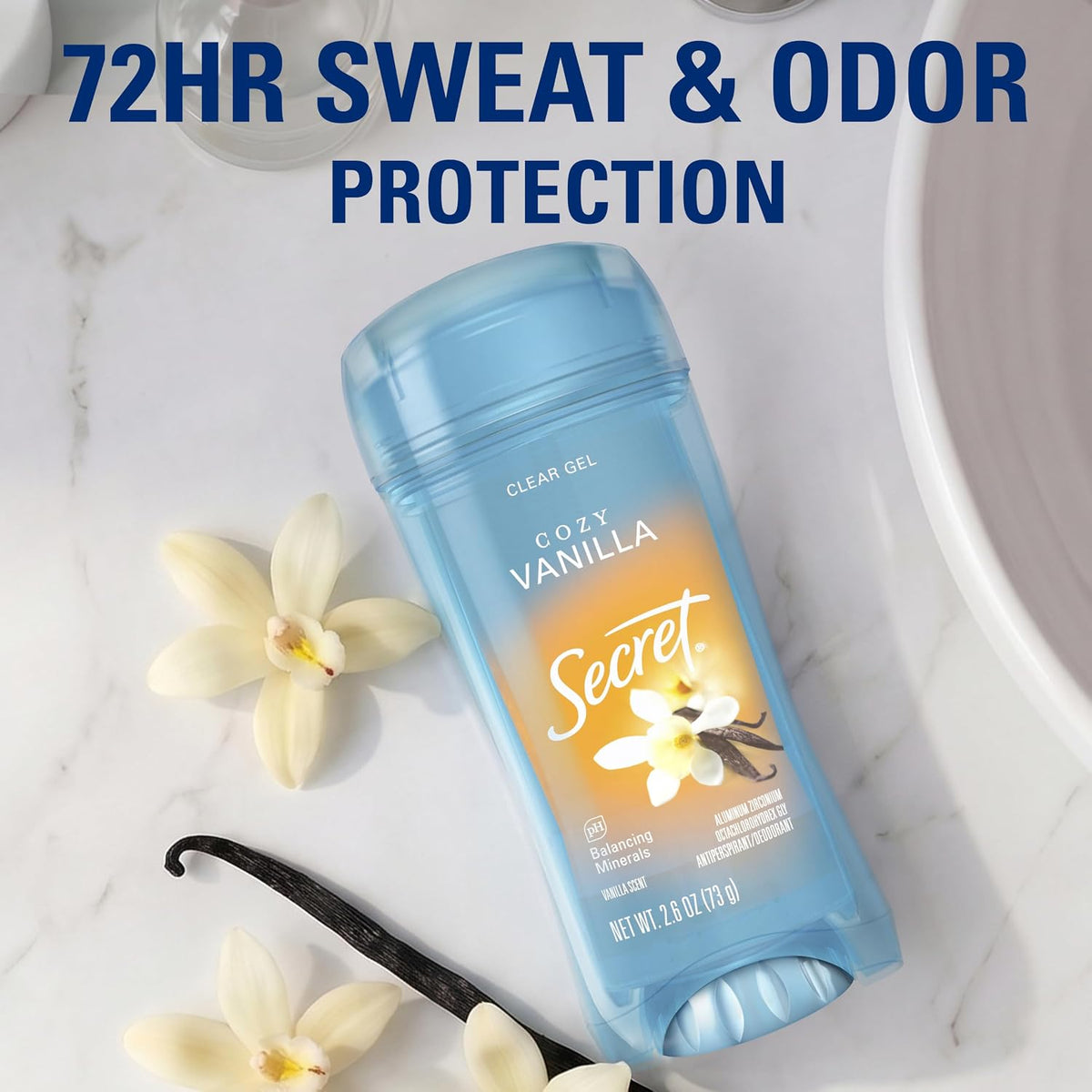 Secret Fresh Antiperspirant Deodorant for Women, 72hr Breathable Sweat & Odor Protection, Instant Freshness & Gentle, PH Balancing Minerals, Clear Gel, Relaxing Lavender Scent, 2.6 oz